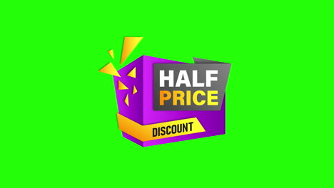 Half-price-offer-shop-banner-box-stick-promotion-green-screen